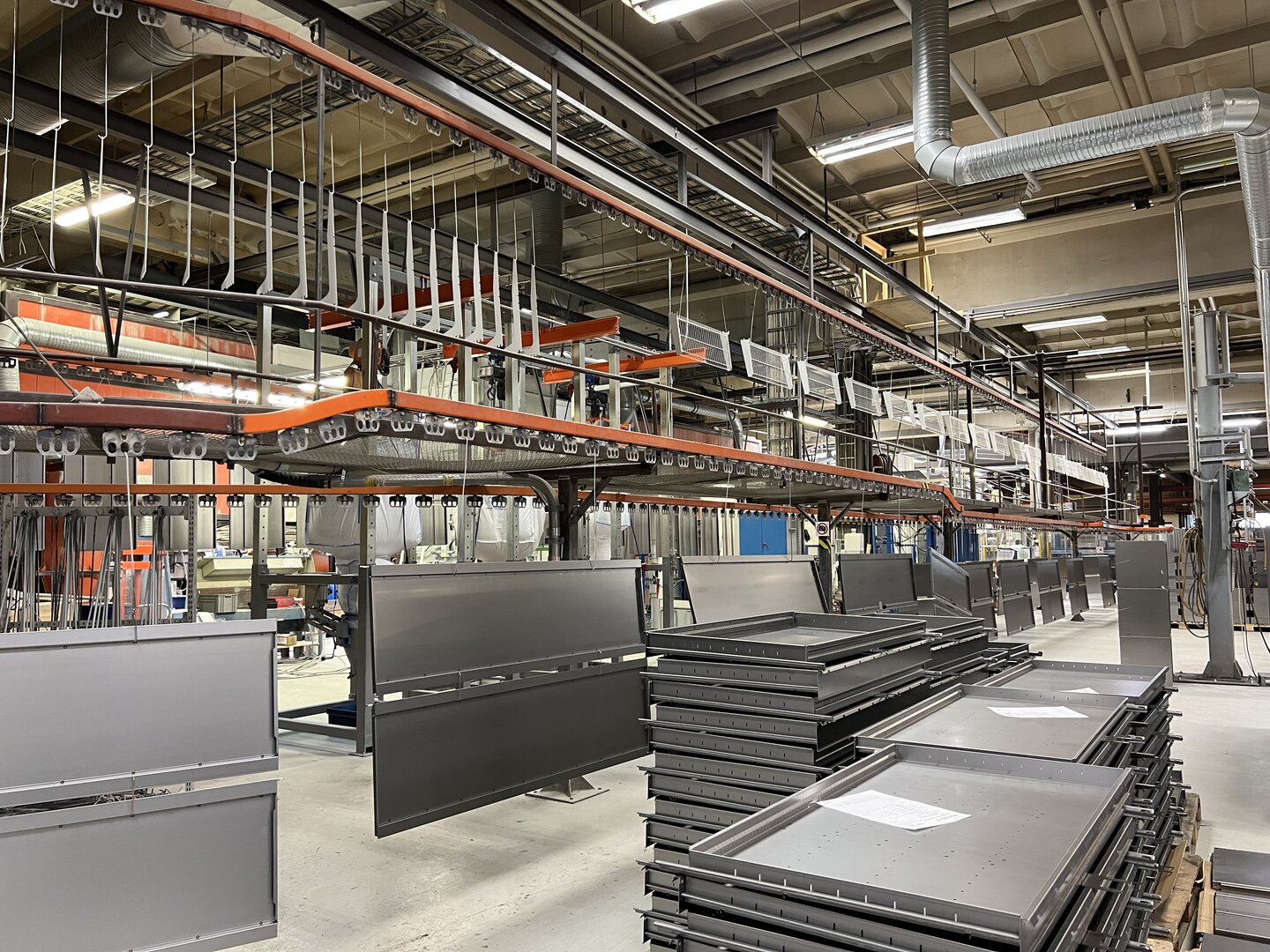 Treston’s Jyväskylä factory. Treated metal pieces.